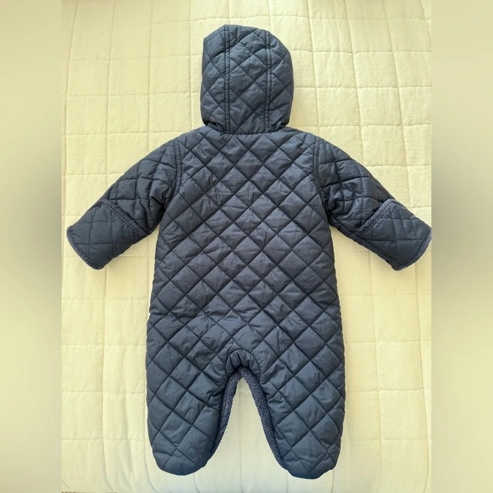 Ralph Lauren Hooded Barn Bunting Baby Quilted Snow Suit Navy 3 month